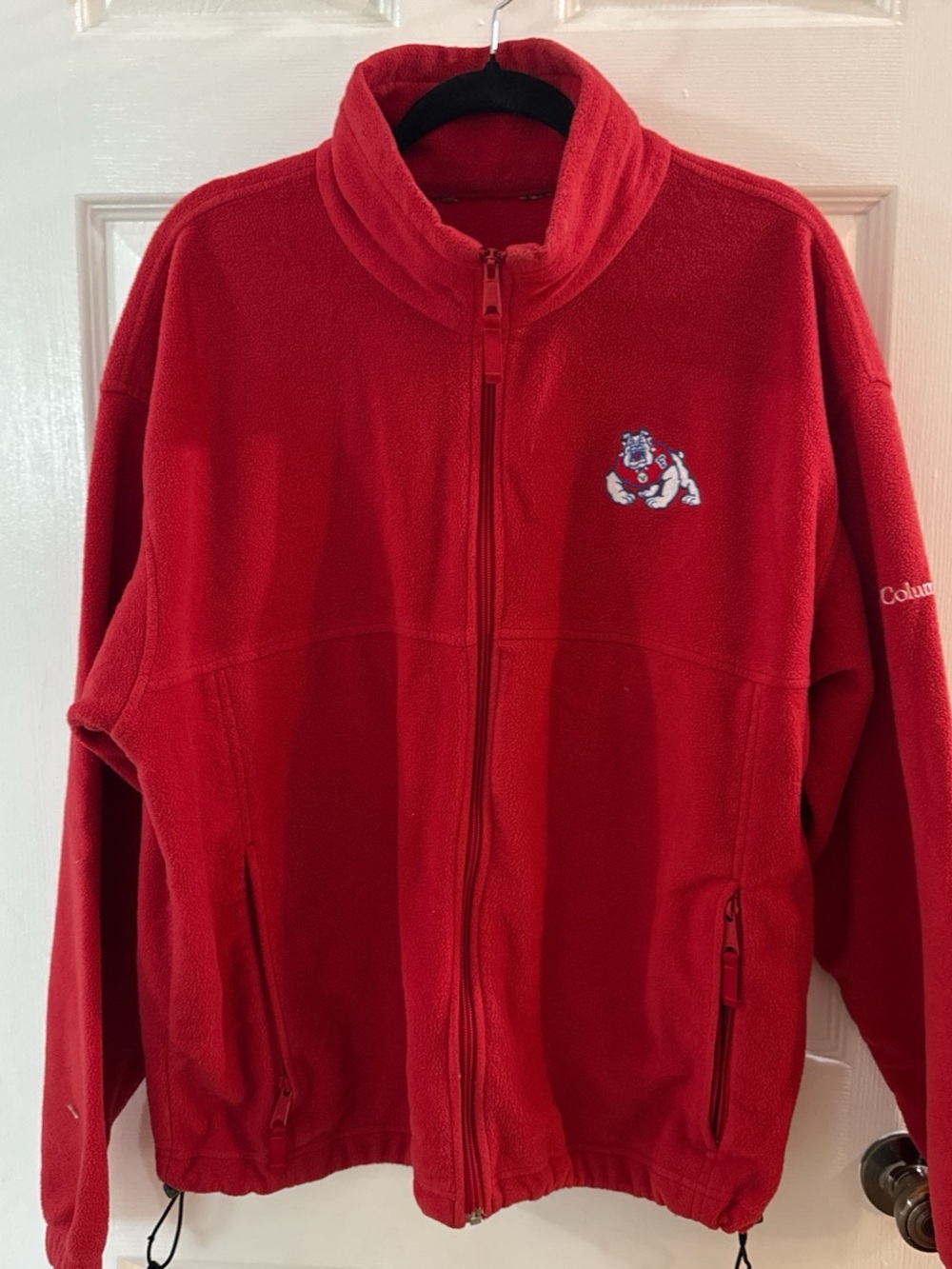Columbia Red Full-Zip Fleece Jacket with Bulldog Logo